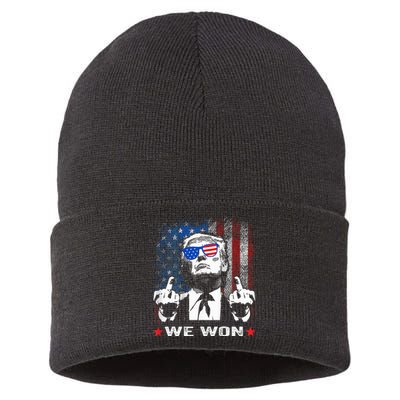 Trump We Won Wins Inauguration 47 Us President 2025 Election Sustainable Knit Beanie