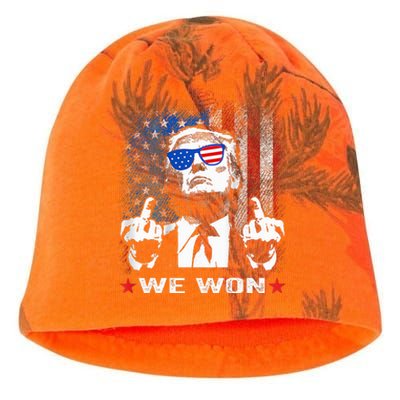 Trump We Won Wins Inauguration 47 Us President 2025 Election Kati - Camo Knit Beanie