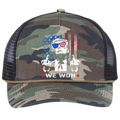 Trump We Won Wins Inauguration 47 Us President 2025 Election Retro Rope Trucker Hat Cap