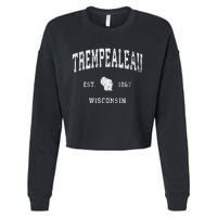 Trempealeau Wisconsin Wi Vintage Athletic Sports Design Cropped Pullover Crew