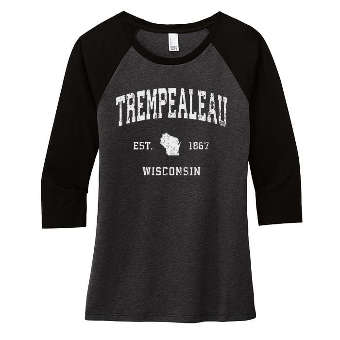 Trempealeau Wisconsin Wi Vintage Athletic Sports Design Women's Tri-Blend 3/4-Sleeve Raglan Shirt