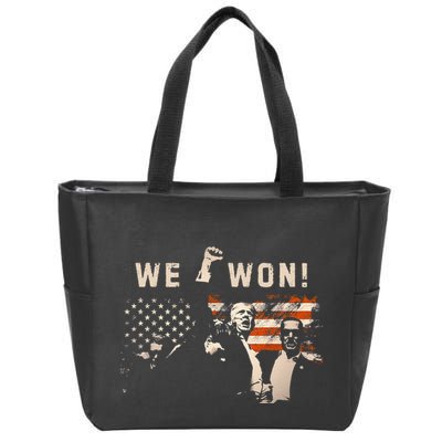 Trump We Won Wins Inauguration 47th Us President Election Zip Tote Bag