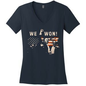 Trump We Won Wins Inauguration 47th Us President Election Women's V-Neck T-Shirt