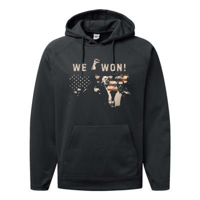 Trump We Won Wins Inauguration 47 Us President 2025 Election Gift Performance Fleece Hoodie