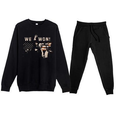 Trump We Won Wins Inauguration 47 Us President 2025 Election Gift Premium Crewneck Sweatsuit Set