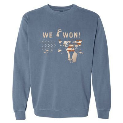 Trump We Won Wins Inauguration 47 Us President 2025 Election Gift Garment-Dyed Sweatshirt