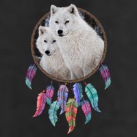 Two White Wolves Dream Catcher 7 Panel Mesh Trucker Snapback Hat