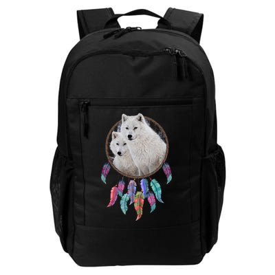 Two White Wolves Dream Catcher Backpack