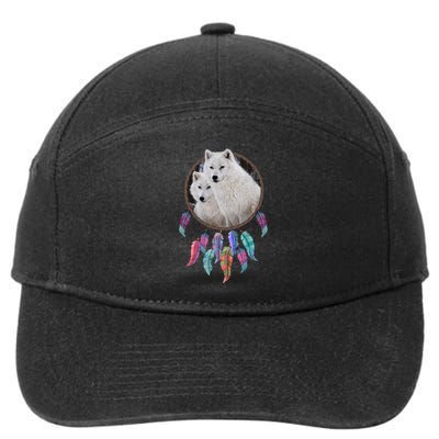 Two White Wolves Dream Catcher 7-Panel Snapback Hat