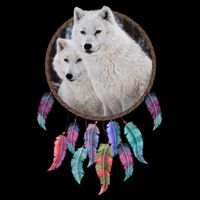 Two White Wolves Dream Catcher Bag
