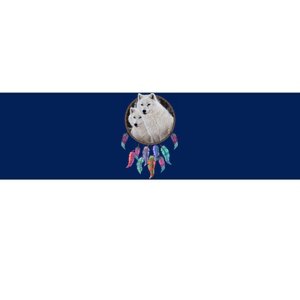 Two White Wolves Dream Catcher Bumper Sticker