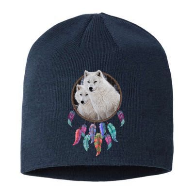 Two White Wolves Dream Catcher Sustainable Beanie