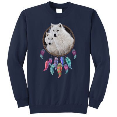 Two White Wolves Dream Catcher Tall Sweatshirt