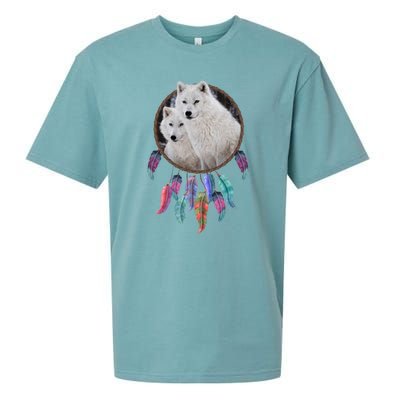 Two White Wolves Dream Catcher Sueded Cloud Jersey T-Shirt