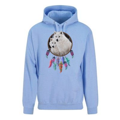 Two White Wolves Dream Catcher Unisex Surf Hoodie