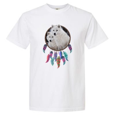 Two White Wolves Dream Catcher Garment-Dyed Heavyweight T-Shirt