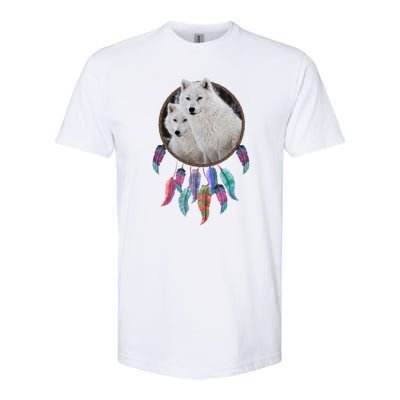 Two White Wolves Dream Catcher Softstyle CVC T-Shirt