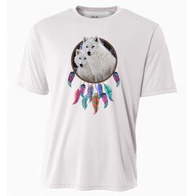 Two White Wolves Dream Catcher Cooling Performance Crew T-Shirt