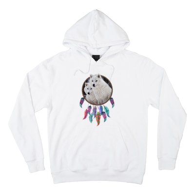 Two White Wolves Dream Catcher Hoodie