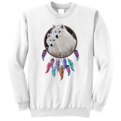 Two White Wolves Dream Catcher Sweatshirt