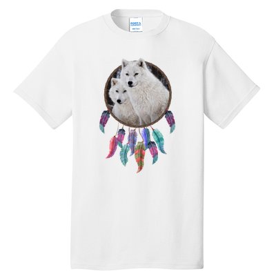 Two White Wolves Dream Catcher Tall T-Shirt