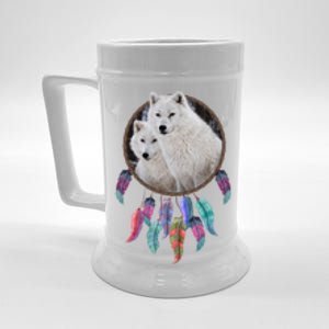 Two White Wolves Dream Catcher Beer Stein