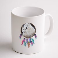 Two White Wolves Dream Catcher Coffee Mug