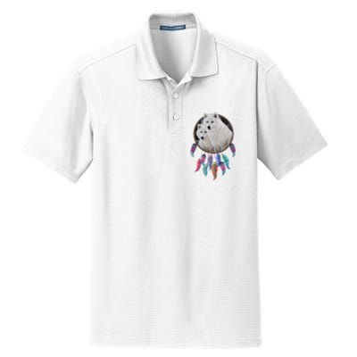 Two White Wolves Dream Catcher Dry Zone Grid Polo