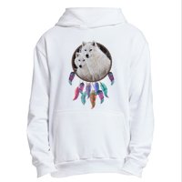 Two White Wolves Dream Catcher Urban Pullover Hoodie