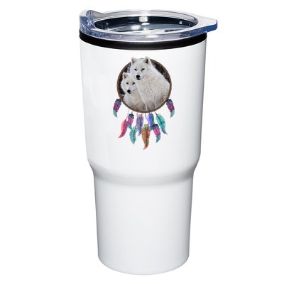 Two White Wolves Dream Catcher Tumbler