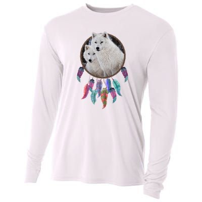 Two White Wolves Dream Catcher Cooling Performance Long Sleeve Crew