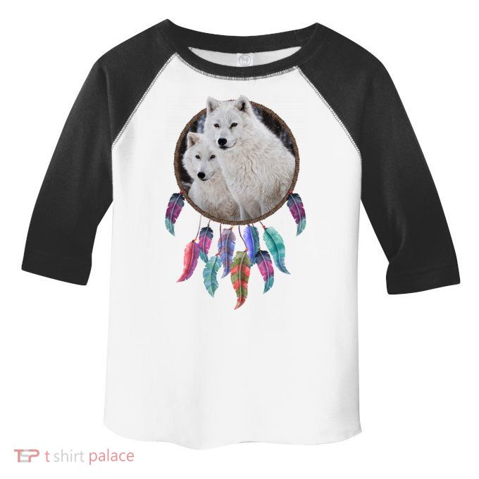 Two White Wolves Dream Catcher Toddler Fine Jersey T-Shirt