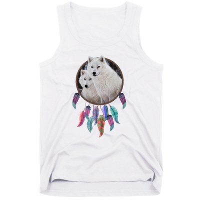 Two White Wolves Dream Catcher Tank Top