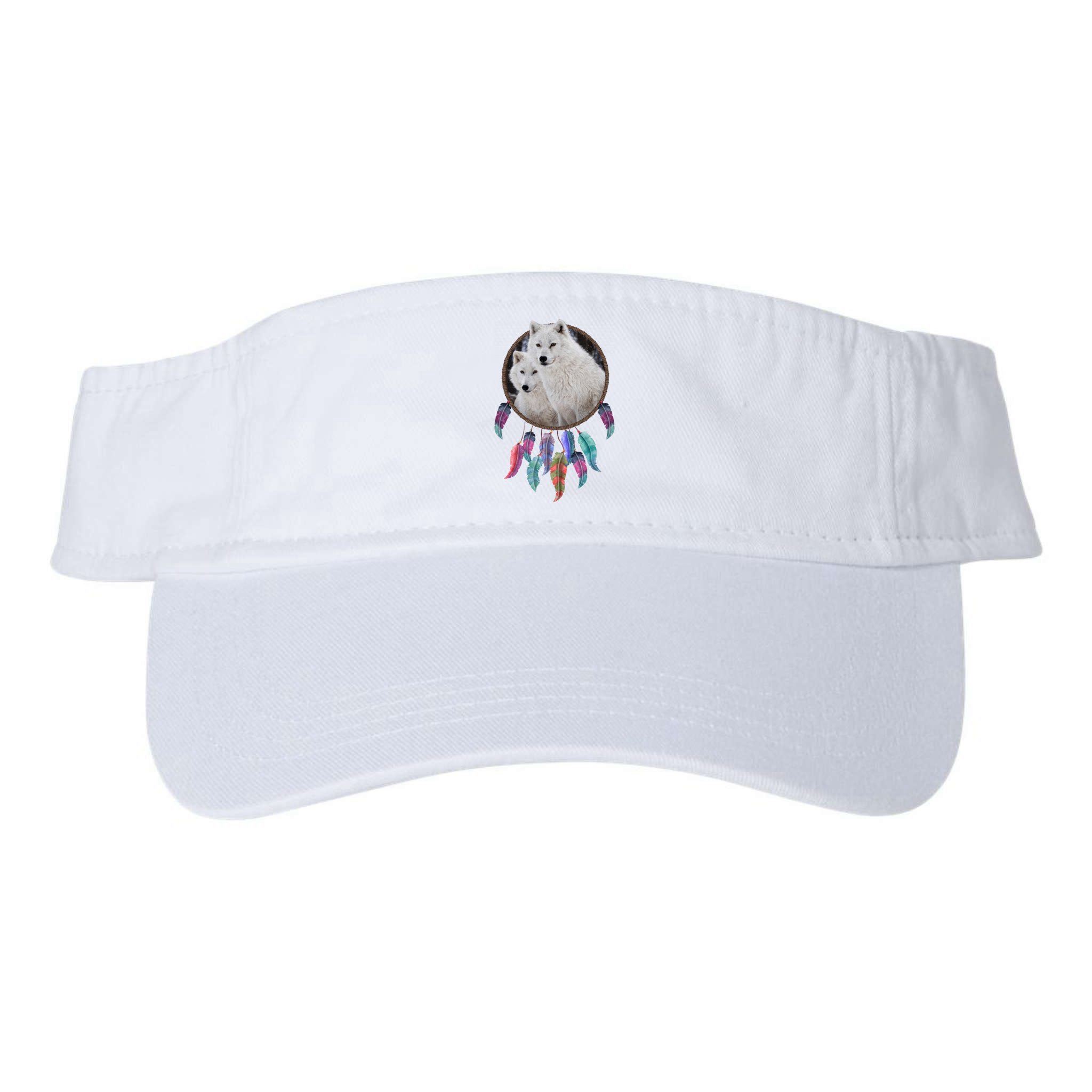 Two White Wolves Dream Catcher Visor