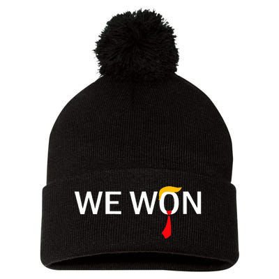 Trump We Won Wins Inauguration 47 Us President 2025 Election Pom Pom 12in Knit Beanie