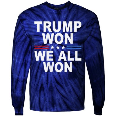 Trump Won We All Won 2024 Usa Flag Trump Won Tie-Dye Long Sleeve Shirt