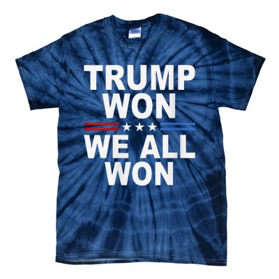 Trump Won We All Won 2024 Usa Flag Trump Won Tie-Dye T-Shirt