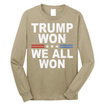 Trump Won We All Won 2024 Usa Flag Trump Won Long Sleeve Shirt