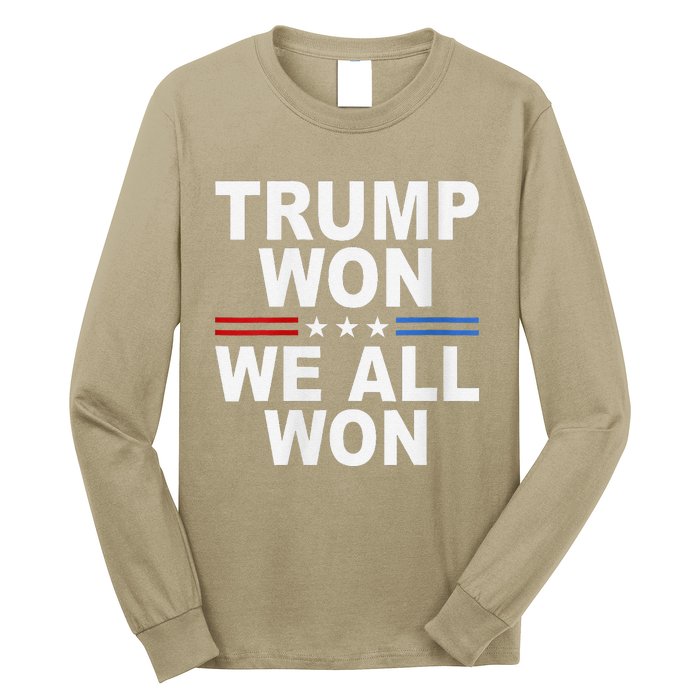 Trump Won We All Won 2024 Usa Flag Trump Won Long Sleeve Shirt