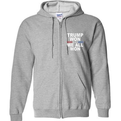 Trump Won We All Won 2024 Usa Flag Trump Won Full Zip Hoodie