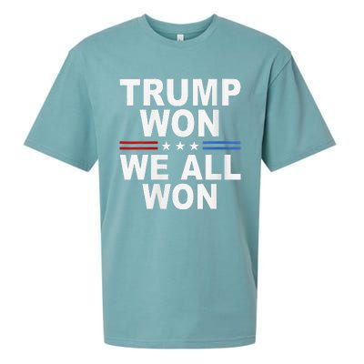 Trump Won We All Won 2024 Usa Flag Trump Won Sueded Cloud Jersey T-Shirt