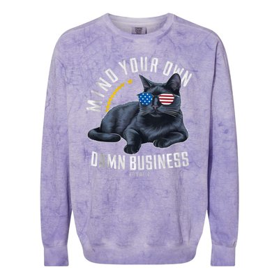 Tim Walz Waltz Mind Your Own Damn Business Funny Cat Design Colorblast Crewneck Sweatshirt