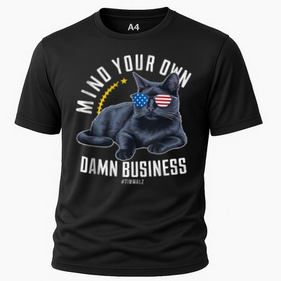 Tim Walz Waltz Mind Your Own Damn Business Funny Cat Design Performance Shirt