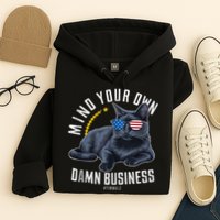 Tim Walz Waltz Mind Your Own Damn Business Funny Cat Design Hoodie