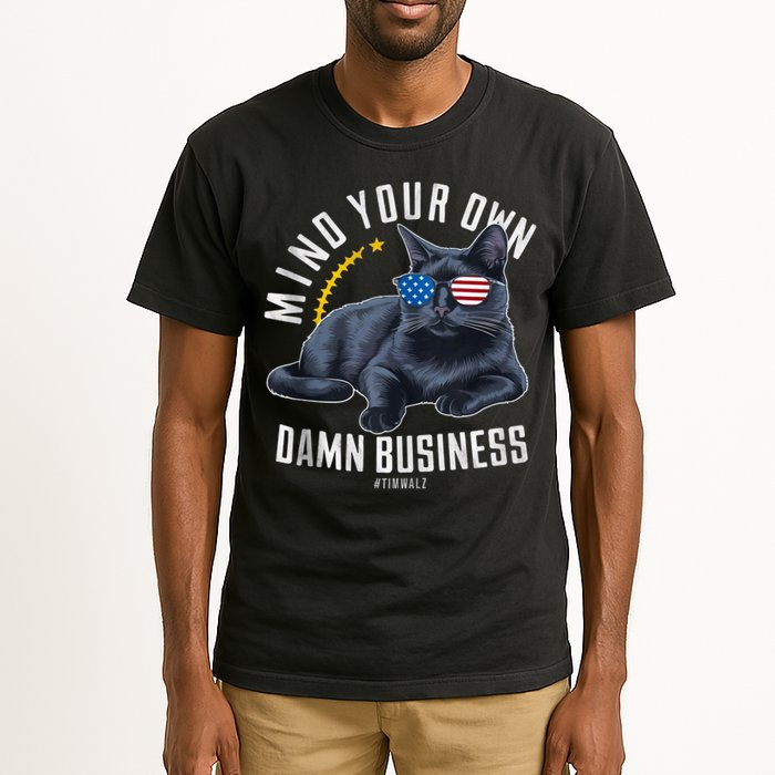 Tim Walz Waltz Mind Your Own Damn Business Funny Cat Design Tall T-Shirt