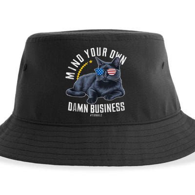 Tim Walz Waltz Mind Your Own Damn Business Funny Cat Design Sustainable Bucket Hat