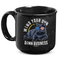 Tim Walz Waltz Mind Your Own Damn Business Funny Cat Design 15oz Campfire Ceramic Mug