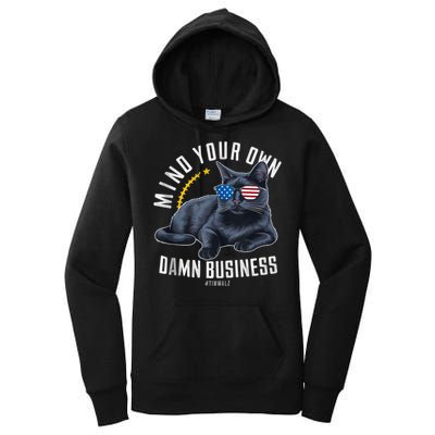 Tim Walz Waltz Mind Your Own Damn Business Funny Cat Design Women's Pullover Hoodie