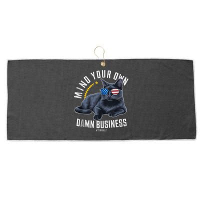 Tim Walz Waltz Mind Your Own Damn Business Funny Cat Design Large Microfiber Waffle Golf Towel
