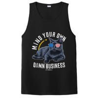 Tim Walz Waltz Mind Your Own Damn Business Funny Cat Design PosiCharge Competitor Tank